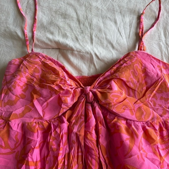 Lilly Pulitzer silk seaesta orange and hot pink dress - Picture 3 of 6